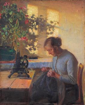 Anna Ancher : Sewing fisherman's wife